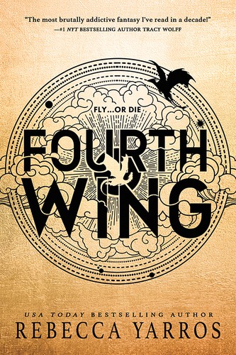 Fourth Wing cover by Rebecca Yarros - dragon-rider romantasy where the war college is the real enemy